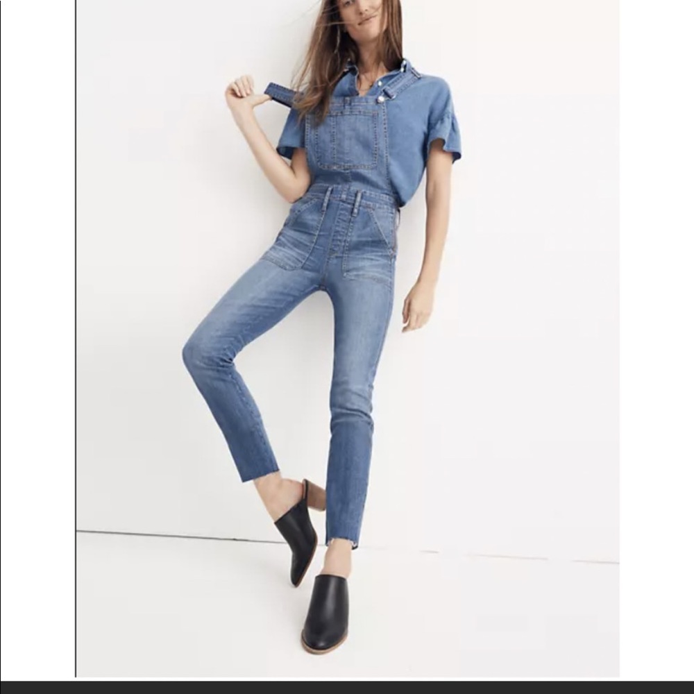 MADEWELL Skinny Overalls in Kemp Wash Comfortable Everyday Denim Size: XL